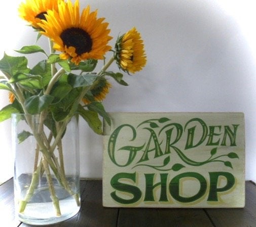 Handgeschilderd reclame bord/bloemenwinkel/etalage/garden, Reclamebord, Nieuw, Ophalen of Verzenden, B6