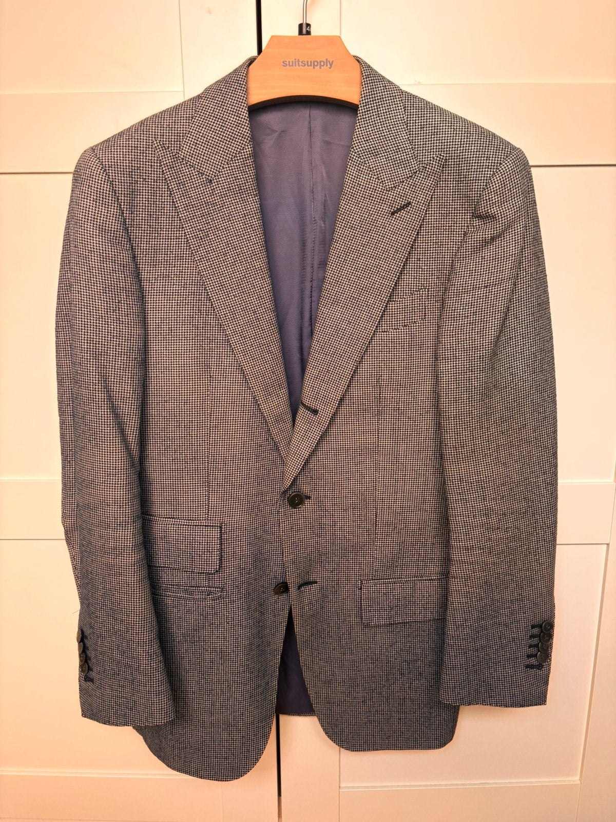 Grijs pied-de-poule jasje Suitsupply, Kleding | Heren, Ophalen of Verzenden, Zo goed als nieuw, Maat 46 (S) of kleiner, Grijs