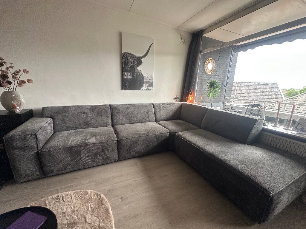 Super mooie hoekbank met extra hocker, Ophalen, Zo goed als nieuw, Stof