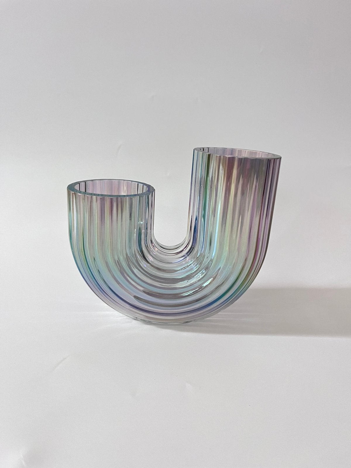 Ikea Räffelbjörk vaas parelmoer (12 cm), Ophalen of Verzenden, Zo goed als nieuw, Meerkleurig, Glas