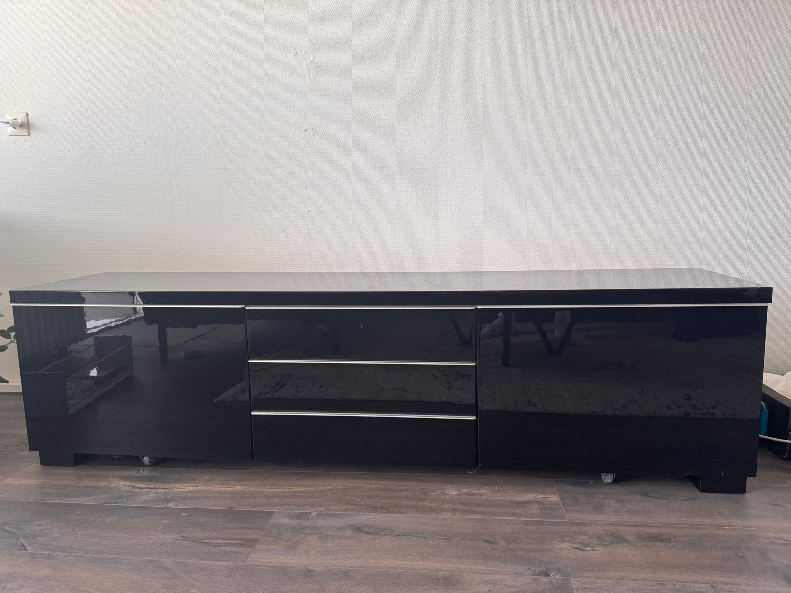 IKEA Bestå hoogglans zwart tv-meubel/dressoir, Ophalen, Gebruikt, 150 tot 200 cm, Minder dan 100 cm