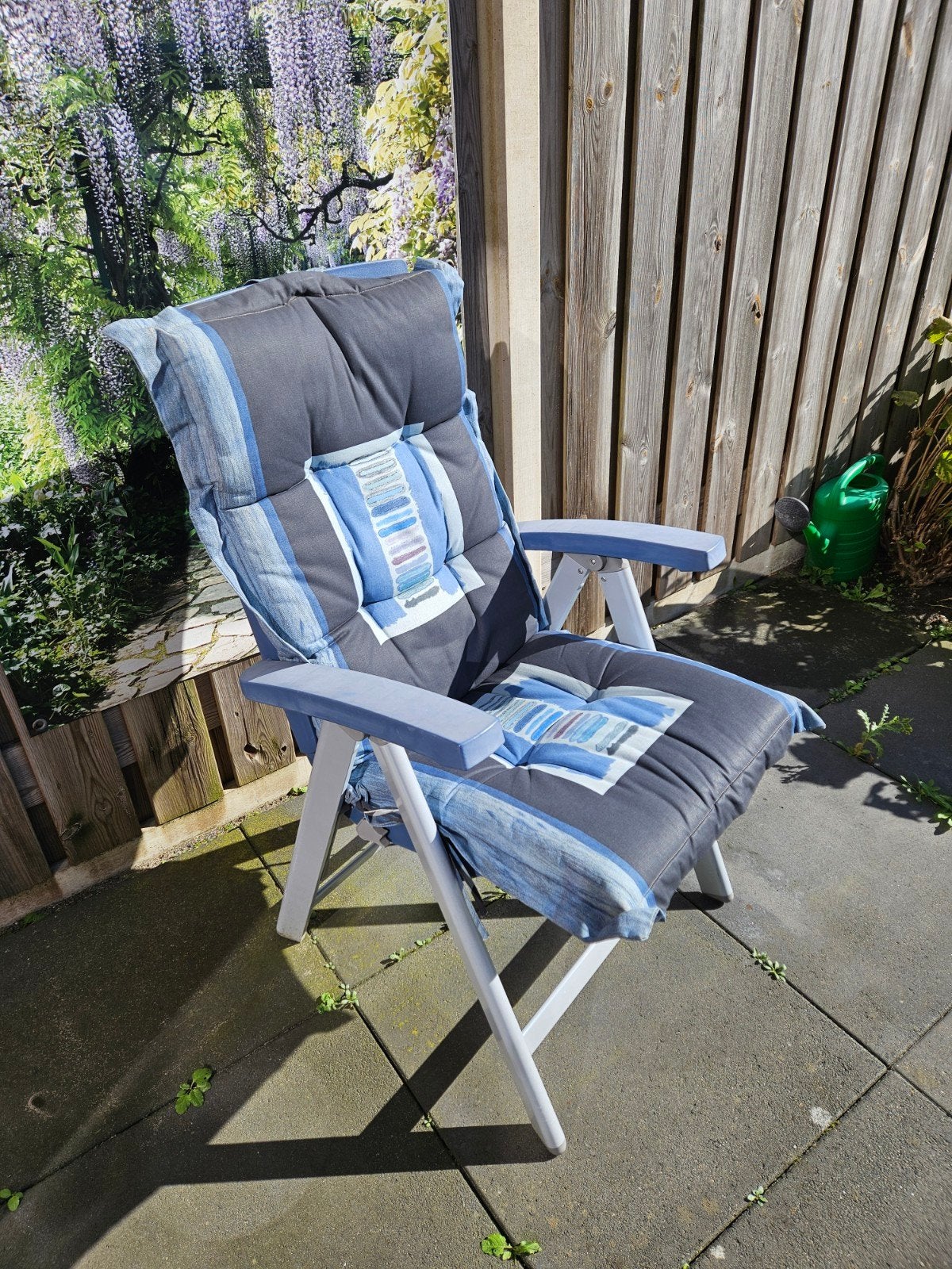 Mooie verstelbare tuinstoelen met kussen 4 stuks, Ophalen, Zo goed als nieuw, Aluminium, Inklapbaar