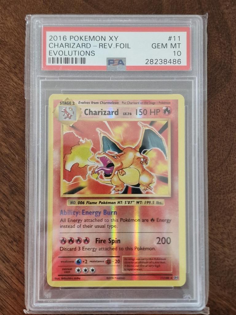 Charizard Reverse holo Evolutions PSA 10, Ophalen of Verzenden, Zo goed als nieuw, Losse kaart, Foil