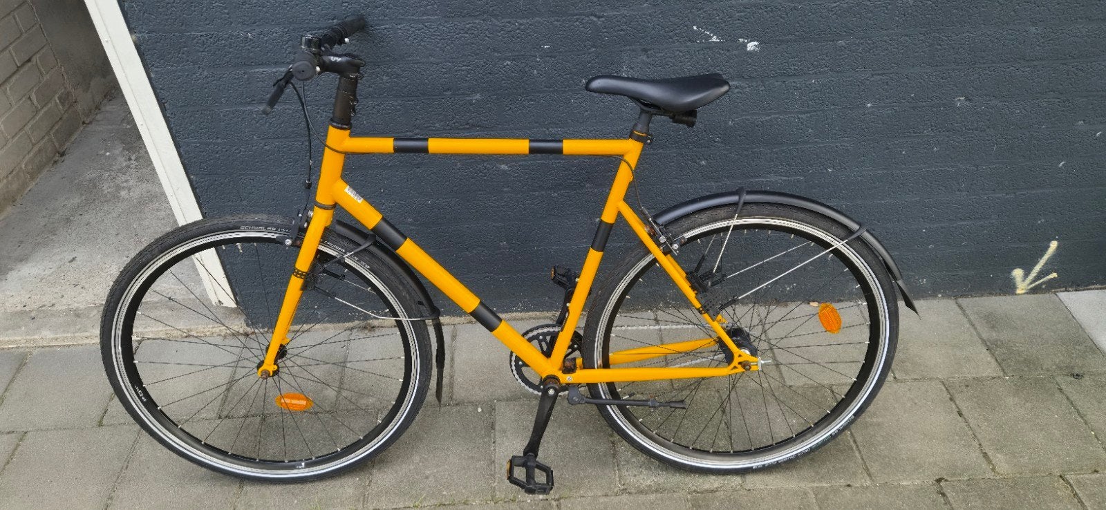 Decathlon Elops Single  Speed 500  Stadsfiets - Geel/Z, Fietsen en Brommers, Ophalen, Zo goed als nieuw, Velgrem, Overige merken