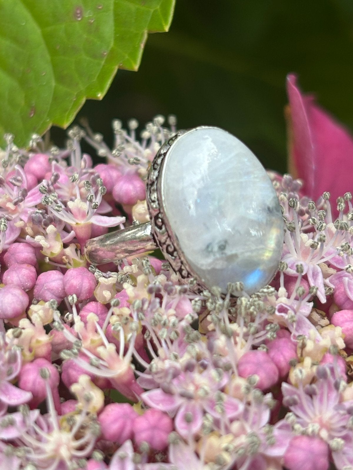 Maansteen Edelsteen Ring maat 20, Sieraden, Tassen en Uiterlijk, Ringen, Overige materialen, 20 of groter, Nieuw, Ophalen of Verzenden