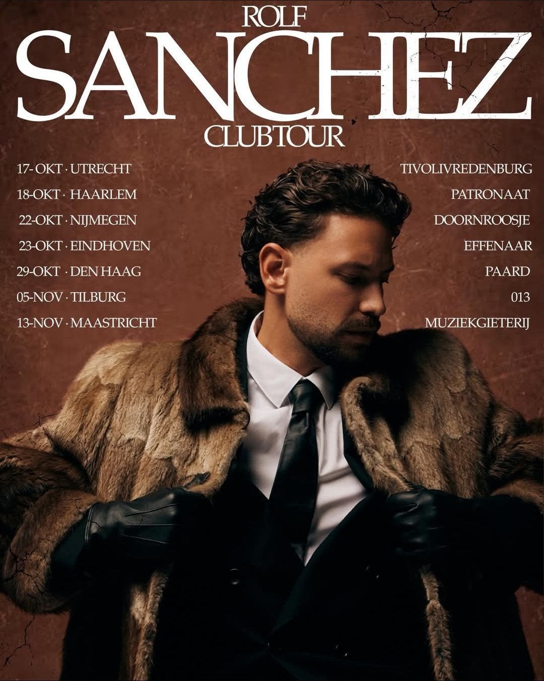 Rolf Sanchez 2 kaartjes clubtour het Paard Den Haag 29 okt, Twee personen, Oktober