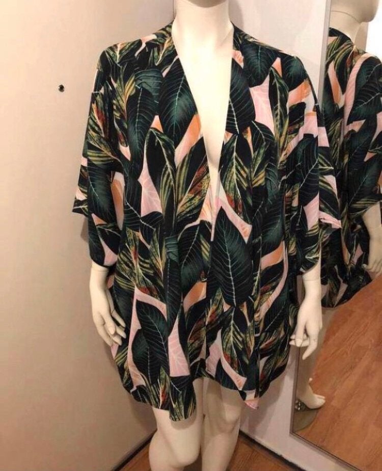 Free size kimono met tropische bladeren print, Merkloos, Verzenden, Nieuw, Overige typen
