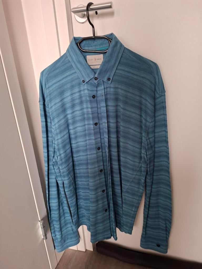 Cast Iron overhemd maat XXL - Blauw/Groen gestreept, Kleding | Heren, Overhemden, Blauw, Ophalen of Verzenden, Overige halswijdtes