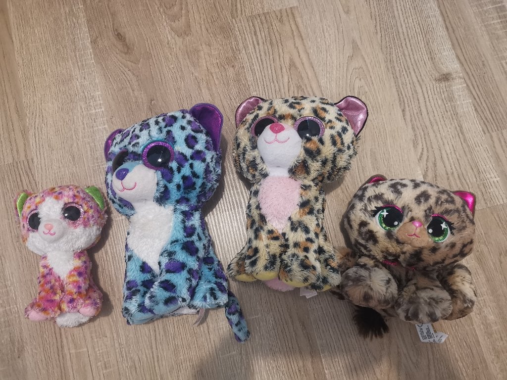 Leuke set van 4 Ty Beanie Boos luipaard knuffels, Overige karakters, Overige typen, Ophalen of Verzenden, Meerkleurig