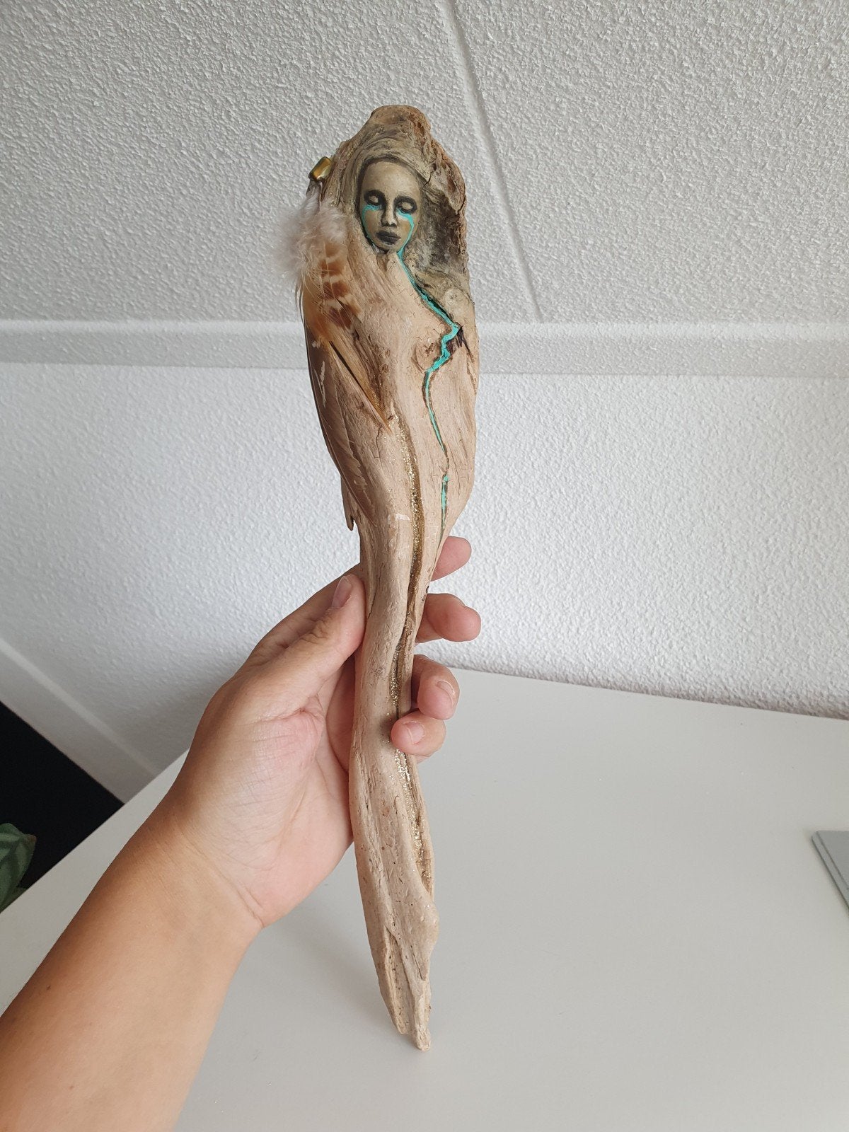 drijfhout Sjamanistisch wanddecoratie, Ophalen of Verzenden, Zo goed als nieuw