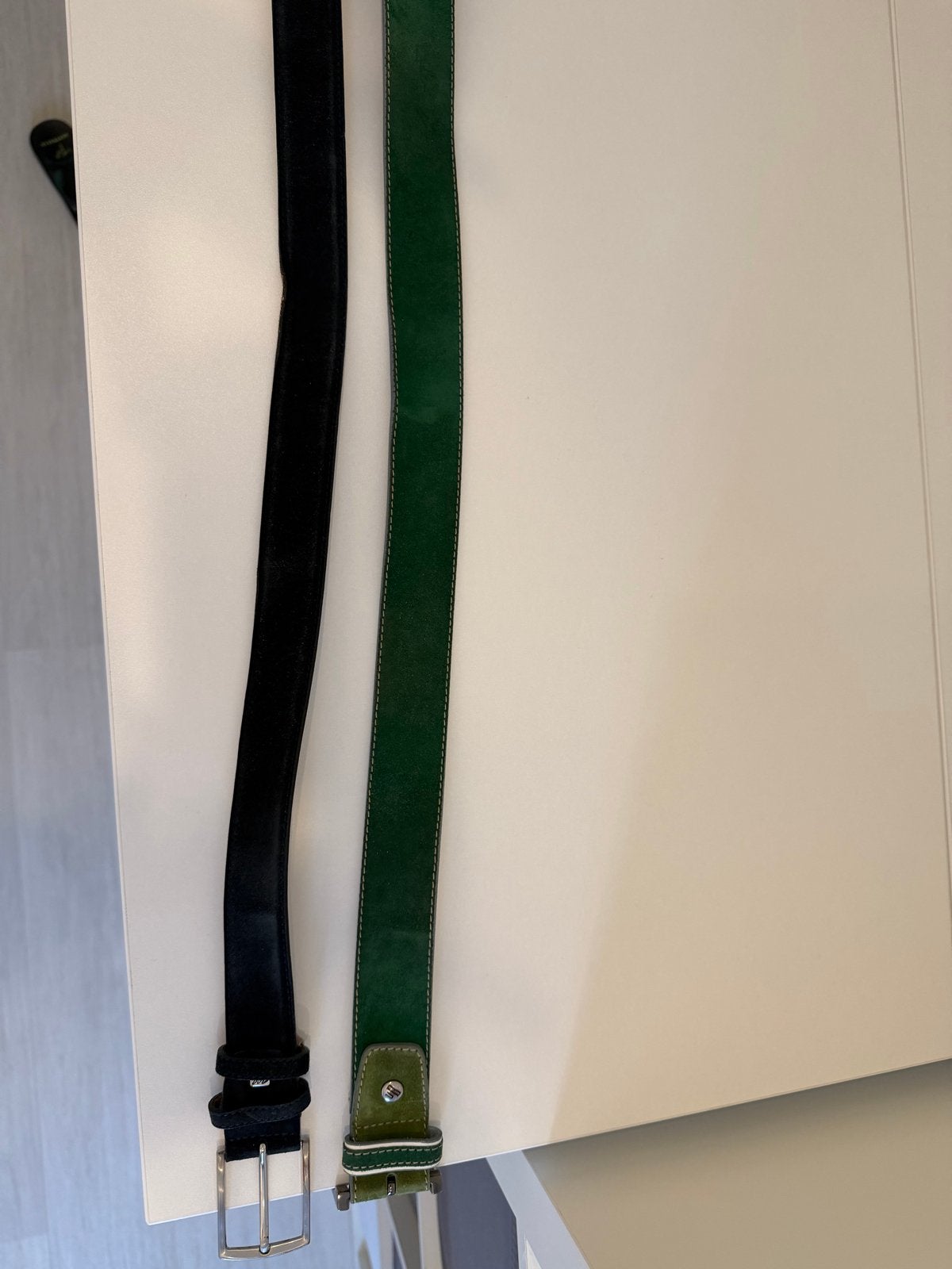 Floris van Bommel en Monti Riemen - Zwart en Groen, Zo goed als nieuw, Riem of Ceintuur, Echt leder, Zwart