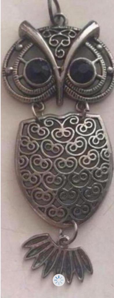 Uil Hanger met zwarte stenen, Ophalen, Zo goed als nieuw, Zilver, Overige materialen