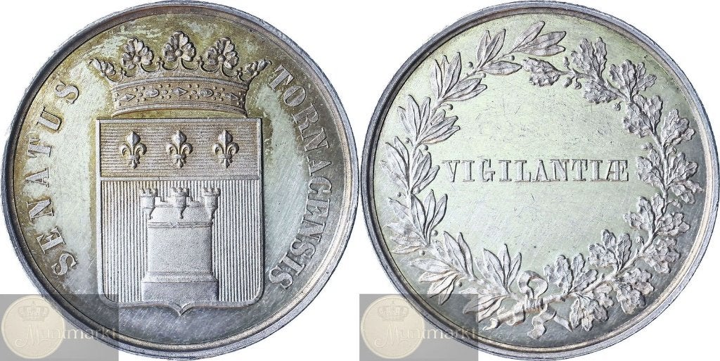 België - Historiepenning z.j. (19e eeuw) 'Tournai - Doornik', Ophalen of Verzenden, Zilver, Buitenland