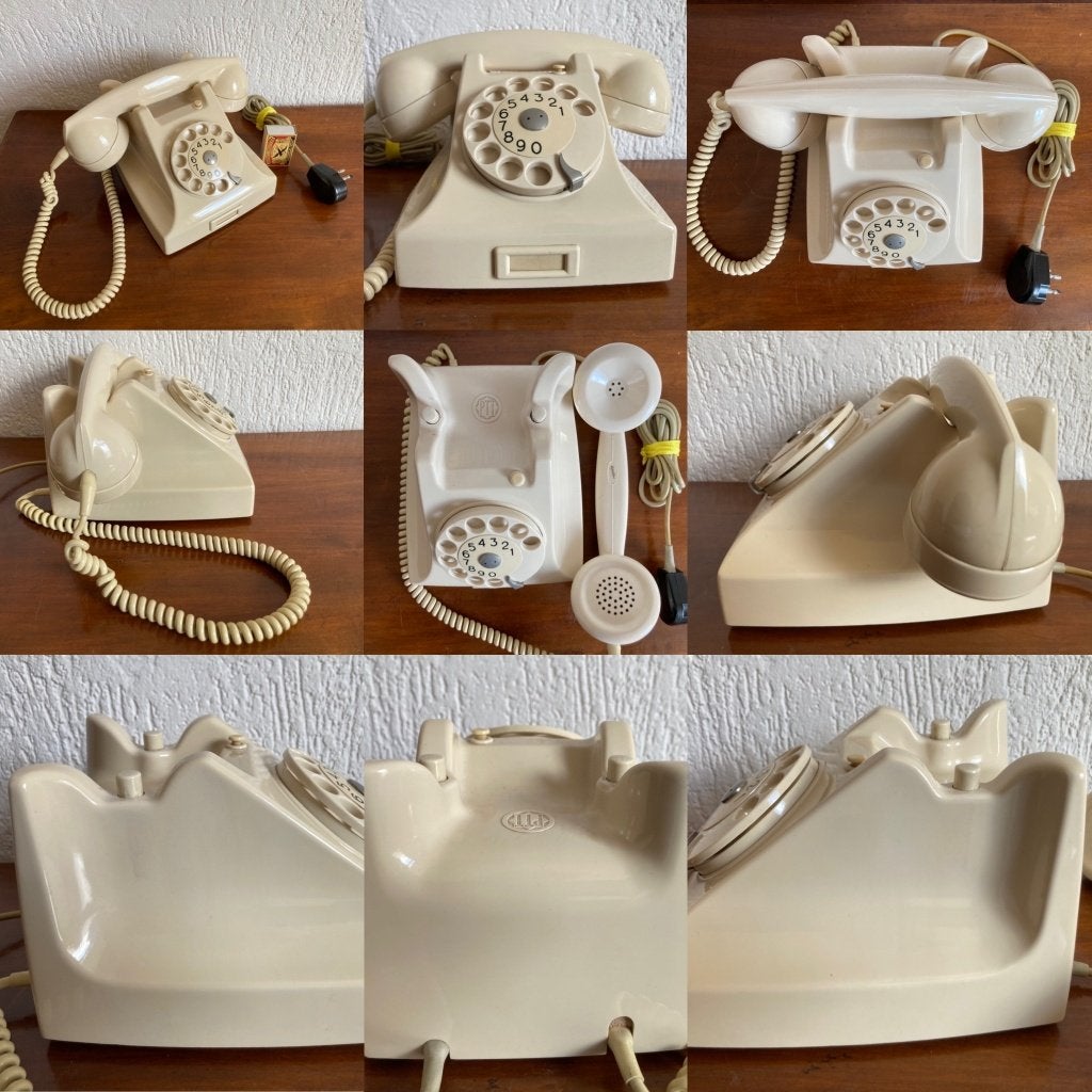 Parelwit wit bakeliet telefoontoestel vintage bakkeliet, Telecommunicatie, Ophalen of Verzenden, Zo goed als nieuw, Met draaischijf