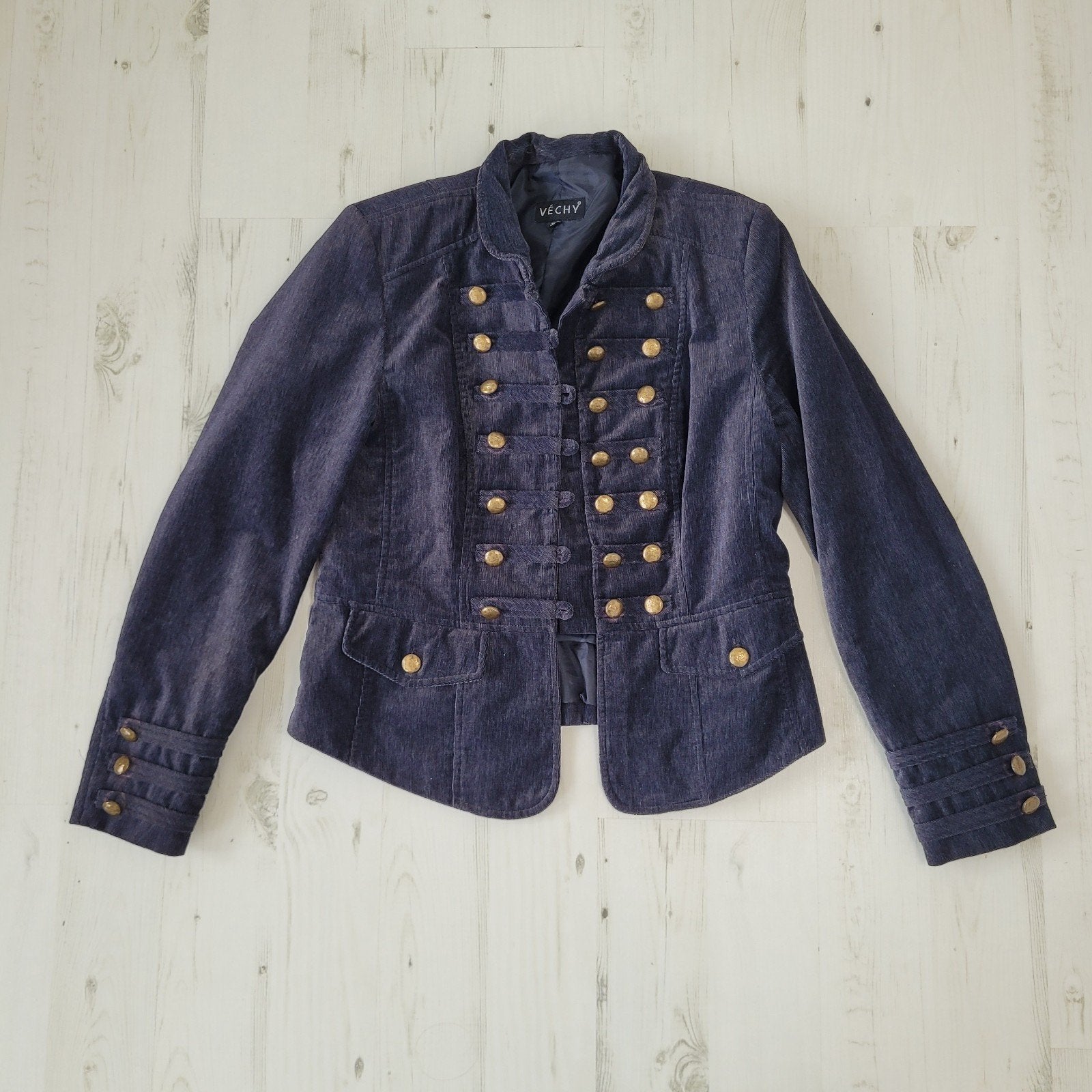 Vechy colbert jasje 38 Hussar-jas militaire ribfluweel paars, Maat 38/40 (M), Paars, Ophalen of Verzenden, Zo goed als nieuw