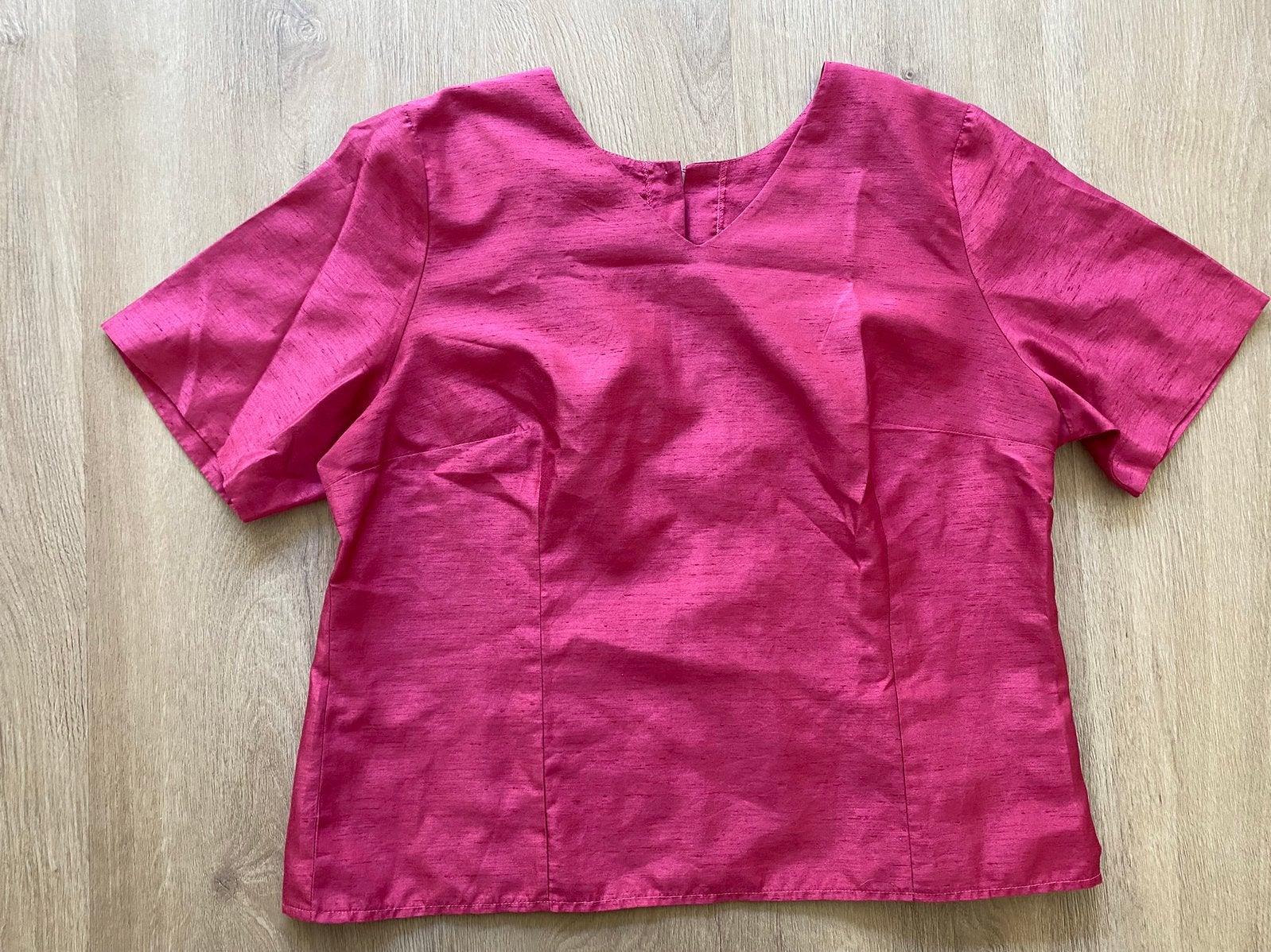 Handgemaakte Top | ruwe zijde | fuchsia roze | maat XL, Maat 46/48 (XL) of groter, Ophalen of Verzenden, Zo goed als nieuw, Korte mouw