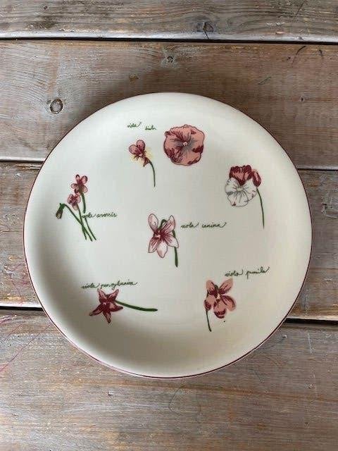Groot sierbord / schaal met bloemen / veldbloemen. Van Cleef, Ophalen