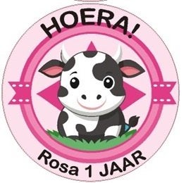 vel traktatie stickers koetje roze of blauw verjaardag, The River House, Info@theriverhouse.nl, Overige typen, Nieuw