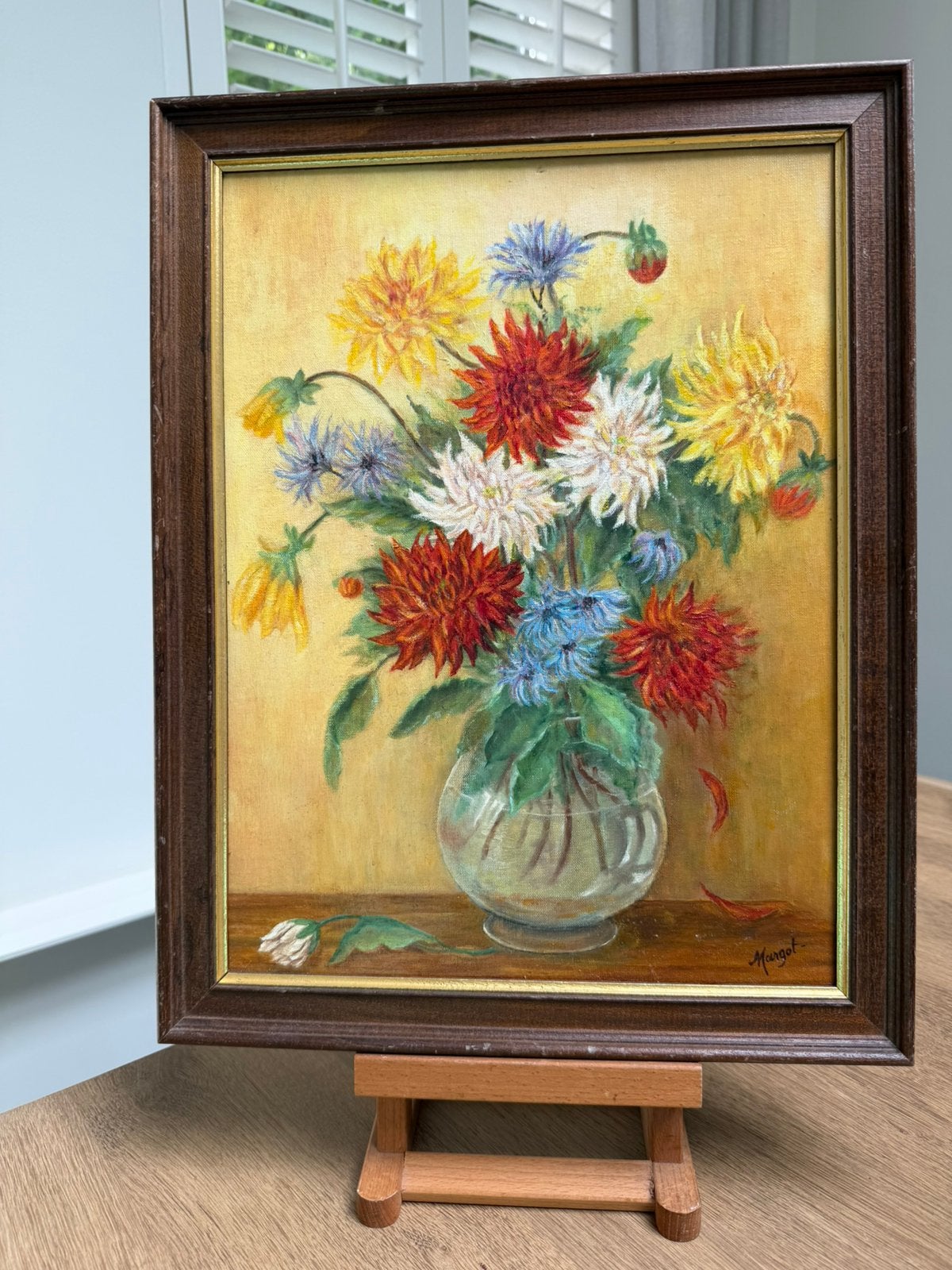 Frans bloemen schilderij, Antiek en Kunst, Curiosa en Brocante, Ophalen of Verzenden