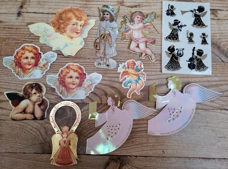 SALE Lotje brocante engelen labels en stickertjes, KERST, -, -, Ophalen of Verzenden, Zo goed als nieuw