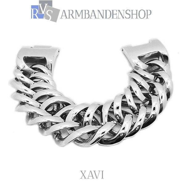 Stoere rvs heren armband Xavi 2 of 3 cm breed RVS zilver, Verzenden, Nieuw, Zilver, Staal