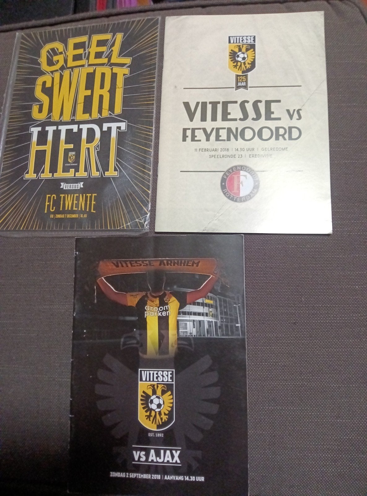 Vitesse wedstrijdprogramma's vs Feyenoord, FC Twente, Ajax, Ophalen of Verzenden, Gebruikt, Vitesse, Boek of Tijdschrift
