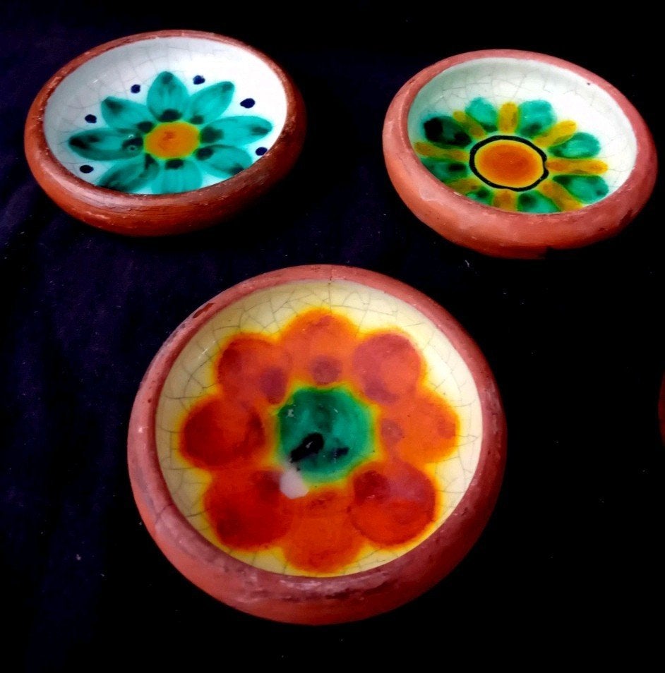 Set van 5 vintage terracotta onderzetters, Ophalen of Verzenden