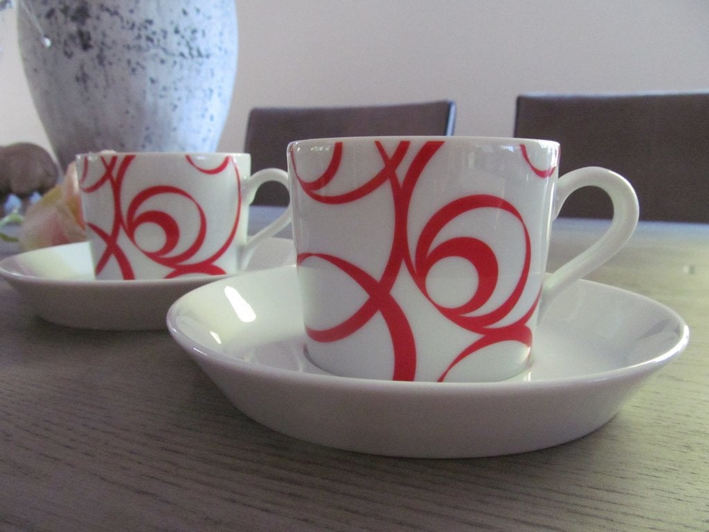 2 Tric Arzberg Sieger Design Curl Hot Kop + Schotels, Ophalen of Verzenden, Zo goed als nieuw, Overige stijlen, Kop(pen) en/of Schotel(s)