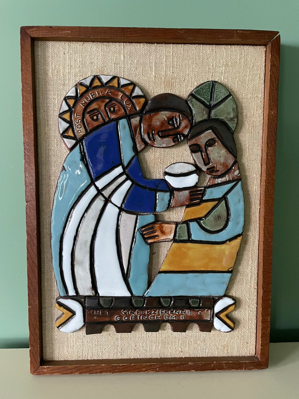 Keramische Wandplaquette ‘Post Nubila Lux’ Henk Potters ‘70, Ophalen of Verzenden