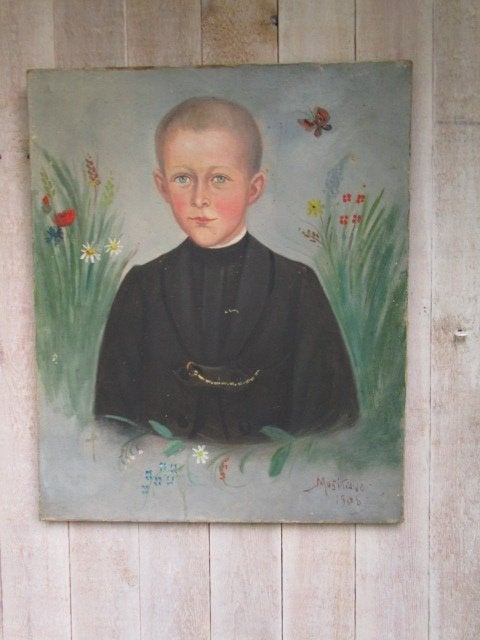 Antiek pastel schilderij portret . Musitano. Italie 1906., Antiek en Kunst, Ophalen, Doek, Overige onderwerpen, Vintage