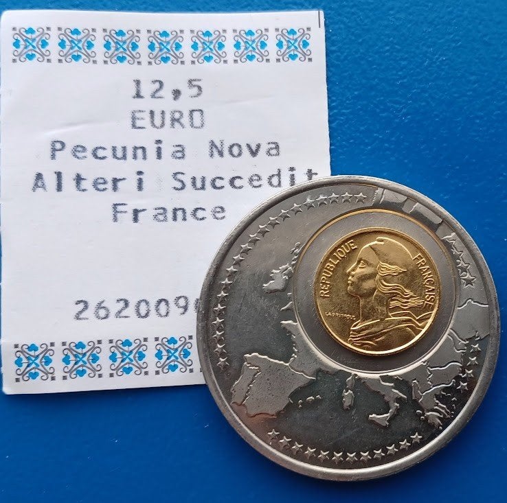 Penning Pecunia Nova Alteri Succedit Frankrijk 12,5 euro, Postzegels en Munten, Penningen en Medailles, Verzenden, Overige materialen