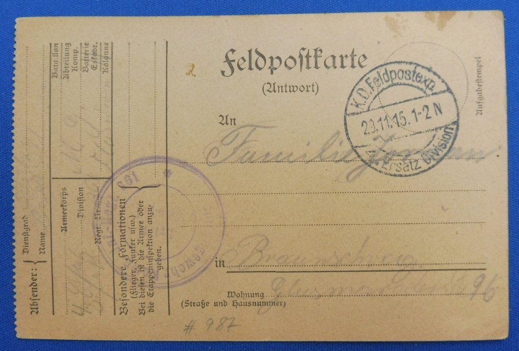 WO1 Duitse Feldpost Nov 1915 "Grüße aus Flandern", Verzenden, Landmacht, Duitsland, Overige typen