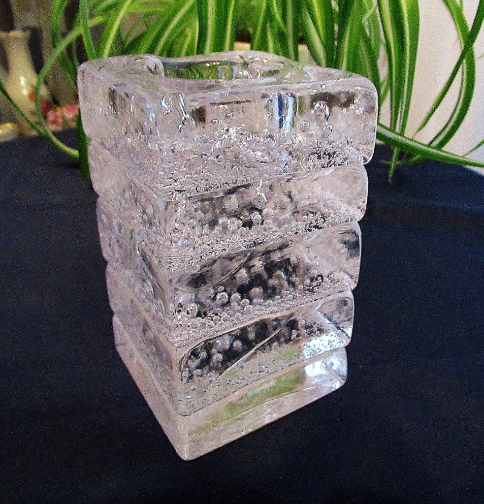 Vintage Floris Meydam glazen kandelaar, Leerdam  art glas., Antiek en Kunst, Ophalen of Verzenden