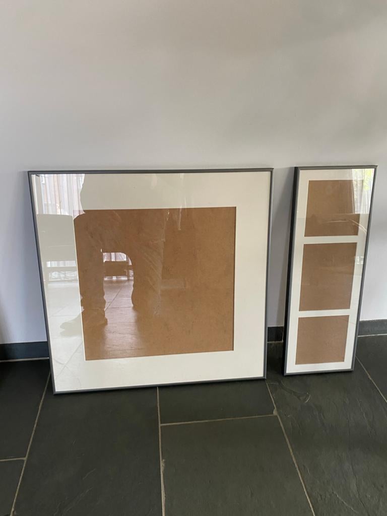 Set van 2 aluminium fotolijsten met passe-partout, Ophalen of Verzenden, Zo goed als nieuw