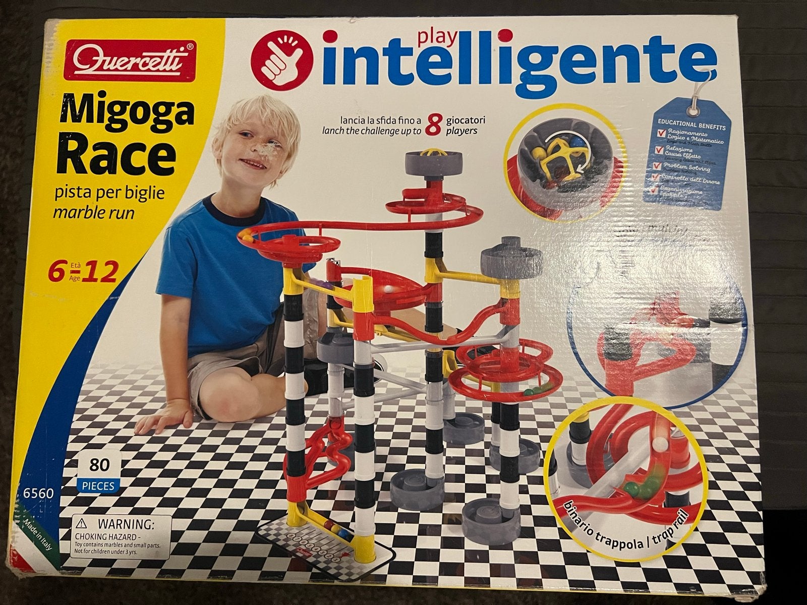 Quercetti Migoga Race knikkerbaan - 80 onderdelen, Ophalen, Gebruikt, Overige merken