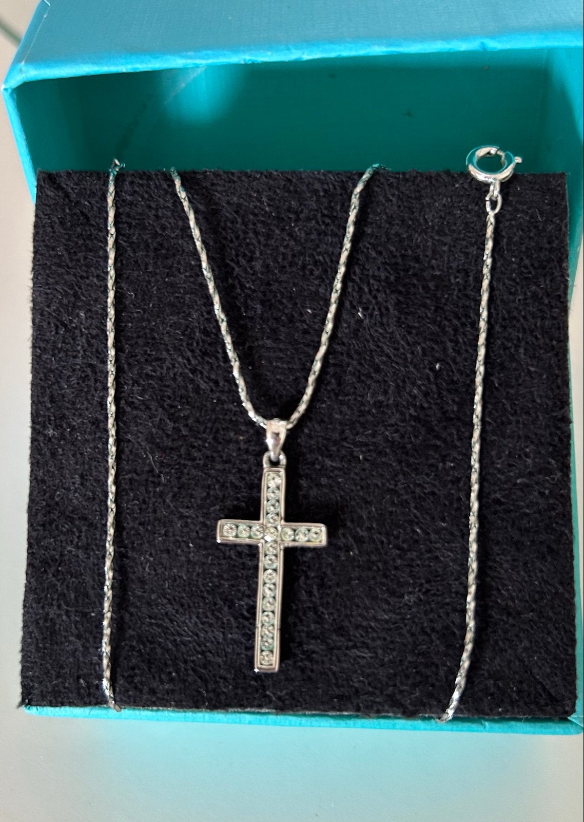 18K RGP  ketting met hanger en strass steentjes, Overige materialen, Nieuw, Ophalen of Verzenden, Zilver