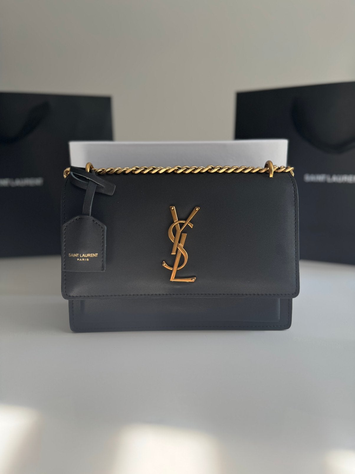 Saint Laurent sunset medium, Ophalen of Verzenden, Zo goed als nieuw, Zwart