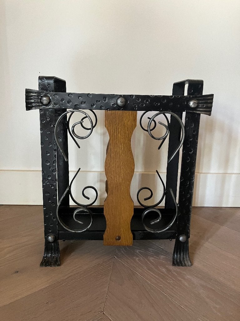 Smeedijzeren Paraplubak lectuurbak Hout – Mid-Century 50/60, Verzenden, Gebruikt, Metaal
