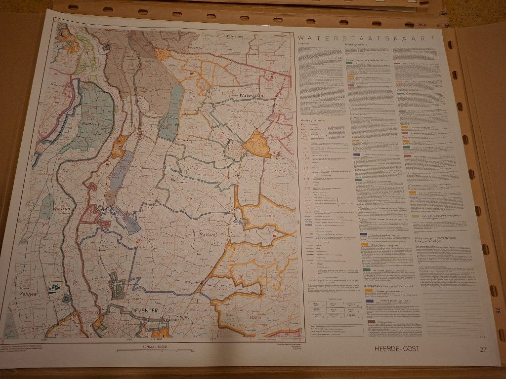 Waterstaatskaart 27, kaart heerde oost, Gelezen, Ophalen of Verzenden, Landkaart, 1800 tot 2000
