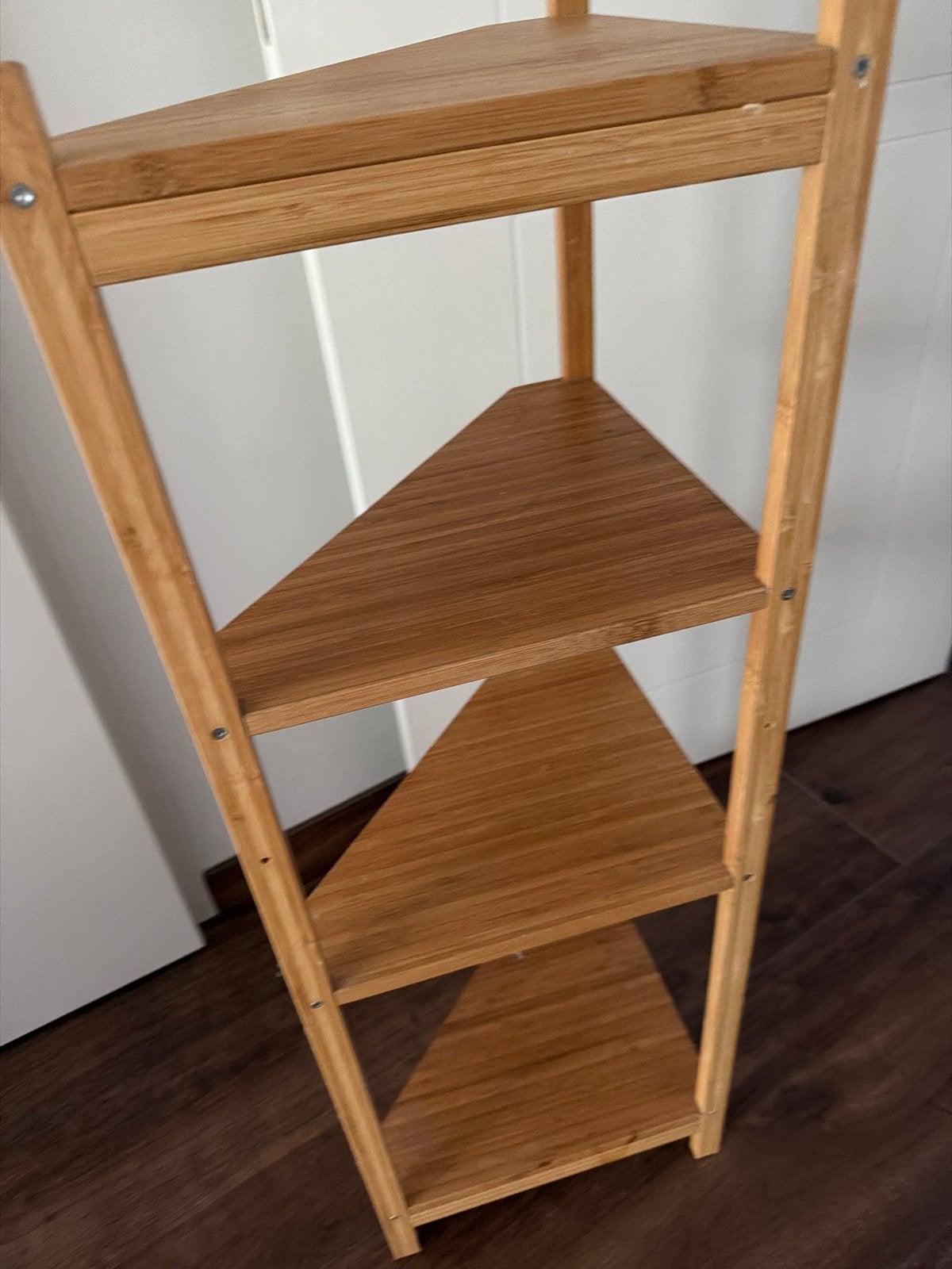 Bamboe hoekrek met 4 planken, Ophalen of Verzenden, Gebruikt