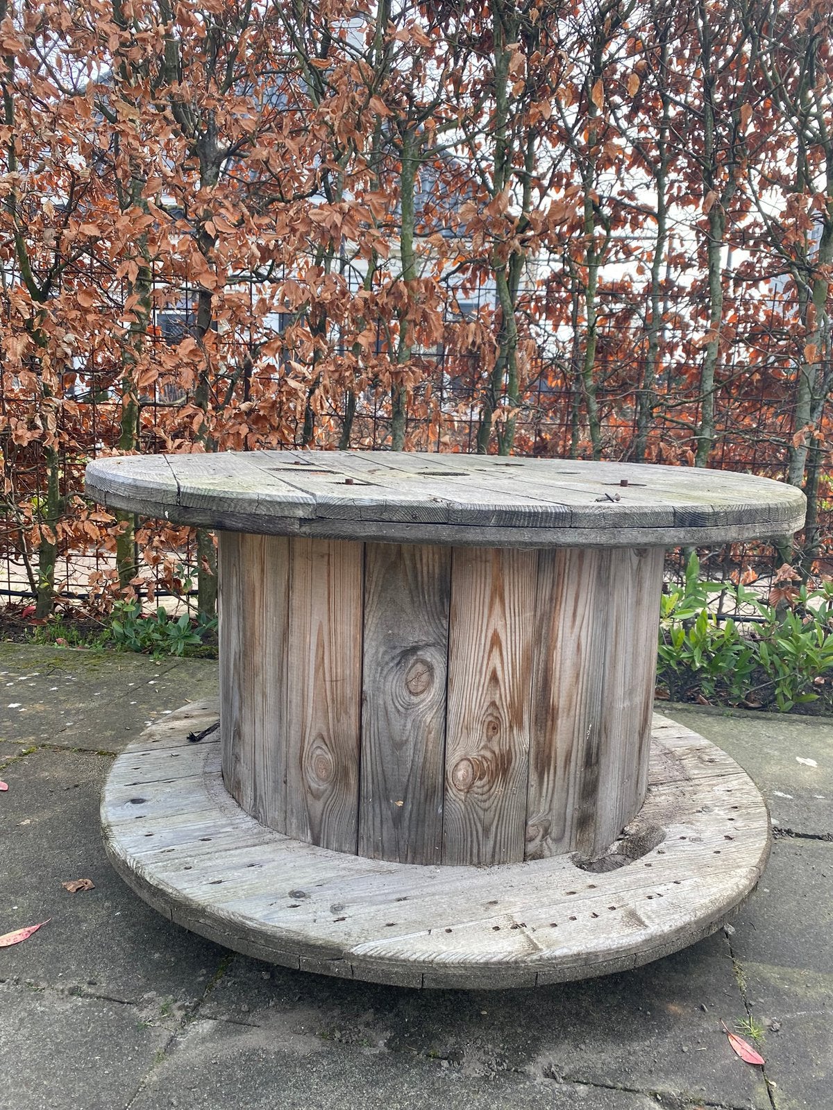 Kabelhaspel op wielen, Tuin en Terras, Tuintafels, Ophalen, Gebruikt, Rond, Hout
