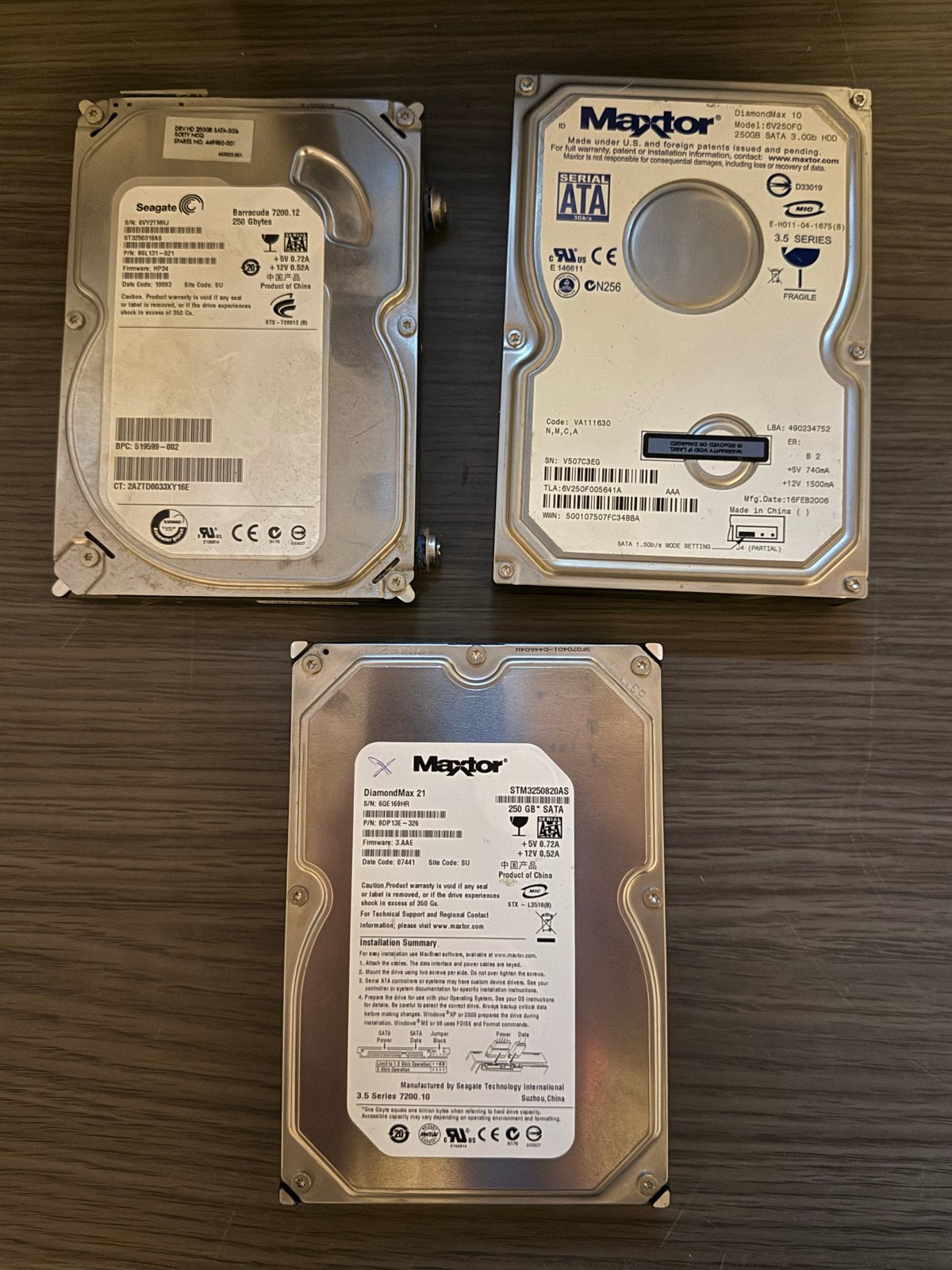 3x Interne HDD Harde Schijven - Seagate & Maxtor, Computers en Software, Intern, Gebruikt, Server, Ophalen of Verzenden