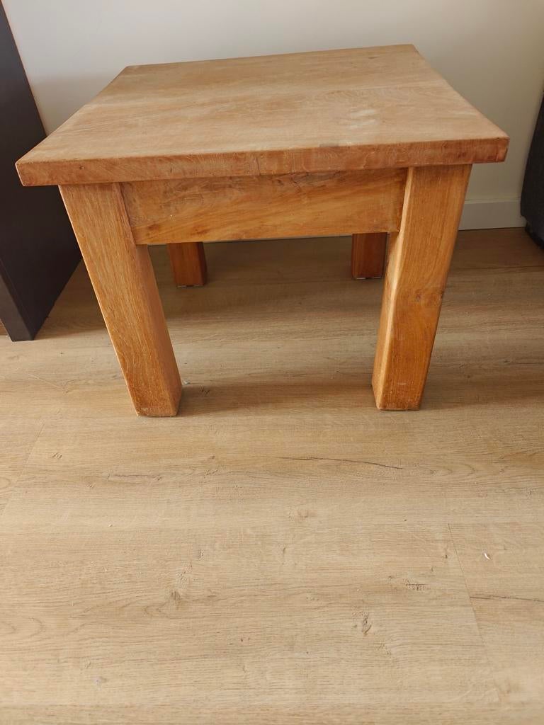 Teak bijzettafel 59x60x49 cm, Ophalen, Gebruikt, 50 tot 100 cm, 50 tot 100 cm