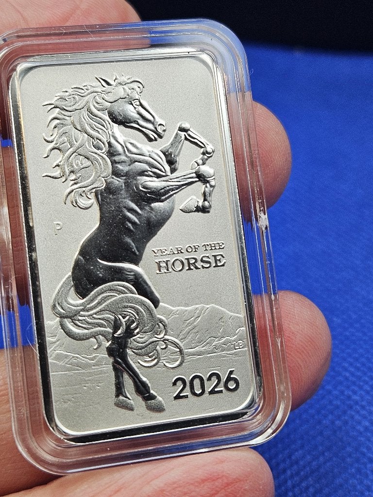 (10218) AUSTRALIA RECTANGLE HORSE 2026 ONE OUNCE, Ophalen of Verzenden, Losse munt, Zilver