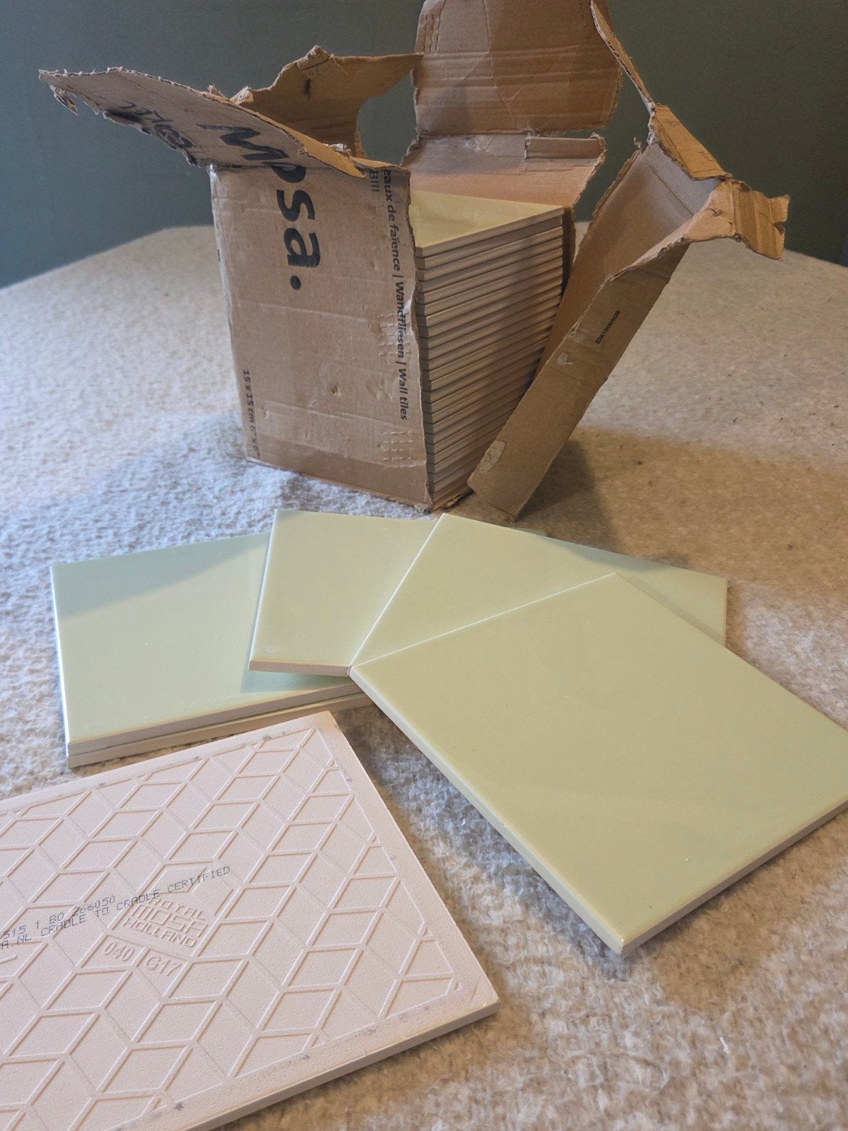 31x Royal Mosa Holland Wandtegels 15x15 cm Vintage Groen, Doe-het-zelf en Verbouw, Tegels, Nieuw, Minder dan 20 cm, Minder dan 5 m²