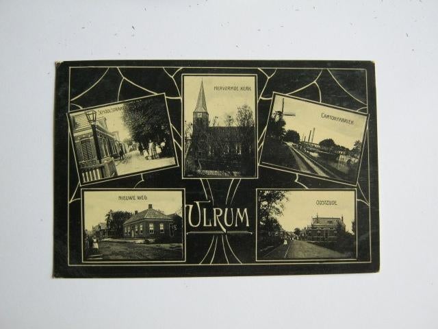 Ansichtkaarten Nederland, TC 5-37 Ulrum, 5 luik 1908, Verzenden, Voor 1920, Gelopen, Groningen