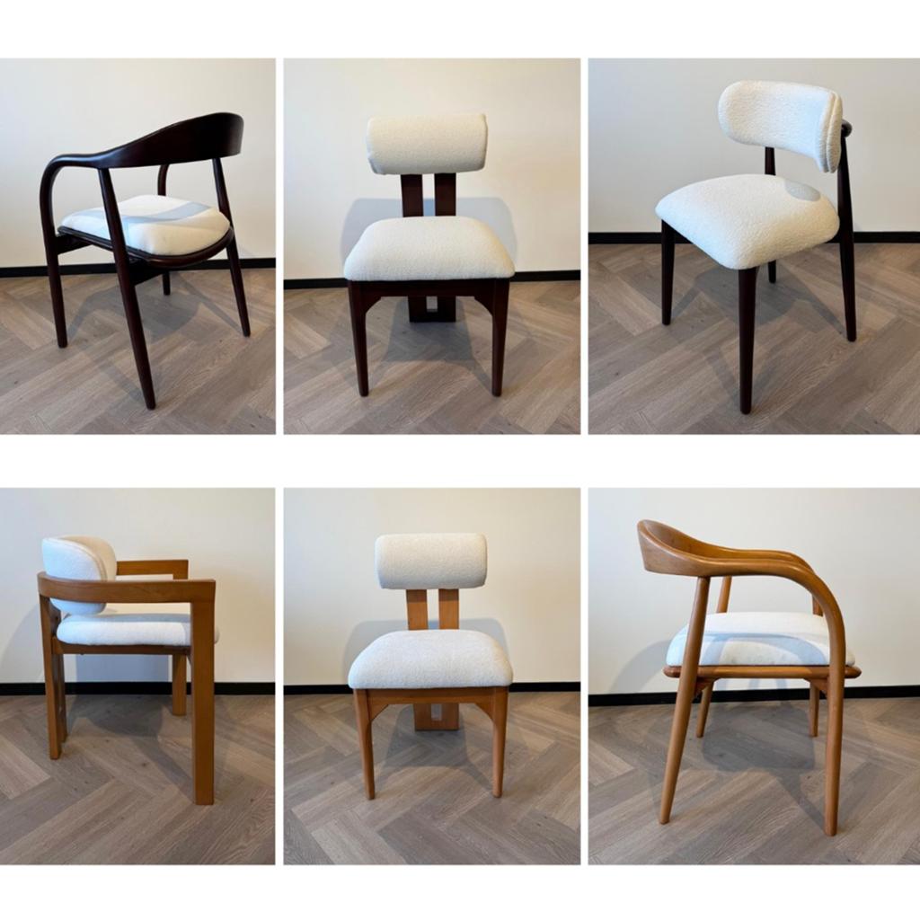 Japandi Eetkamerstoelen | Massief hout | Bouclé | Vanaf €80, Huis en Inrichting, Stoelen, Ophalen, Overige kleuren, Nieuw, Modern Design - Japandi