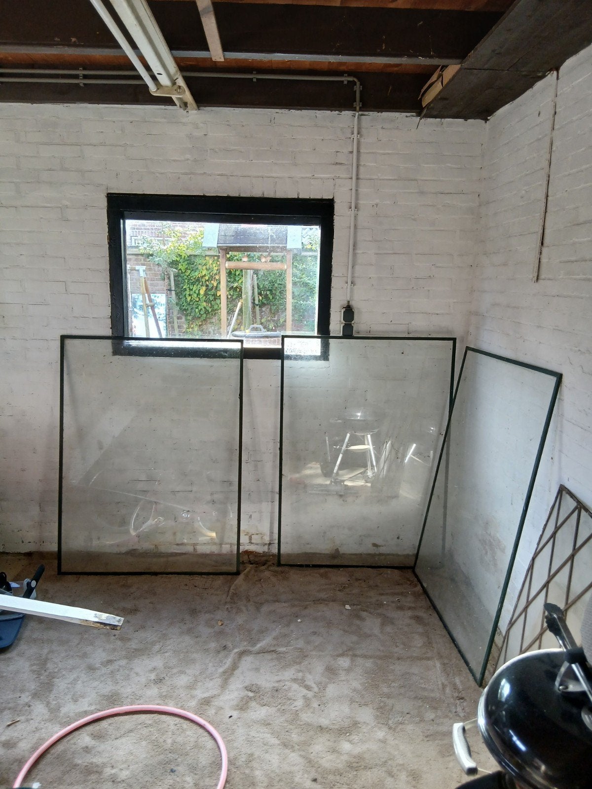 3 grote Enkel glas ramen GRATIS, Ophalen, Gebruikt, Gevelraam of Ruit