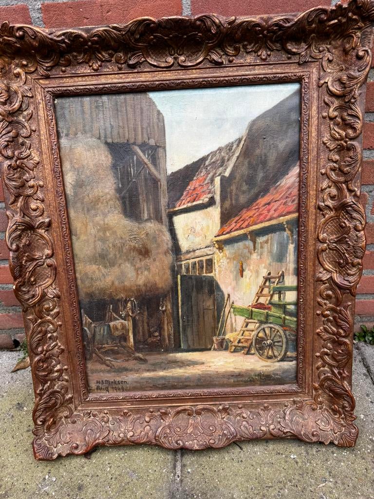 Oude schilderij olie verf oop de doek, Antiek en Kunst, Kunst | Schilderijen | Klassiek, Ophalen of Verzenden