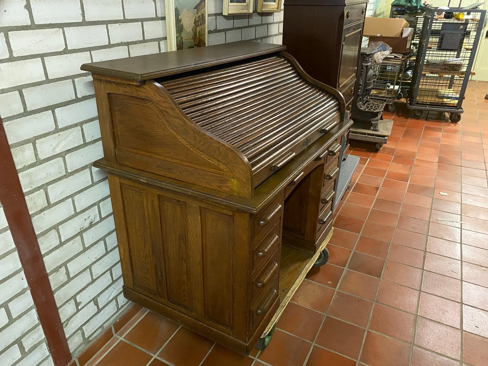 Antiek rolluikbureau eikenhout, Ophalen